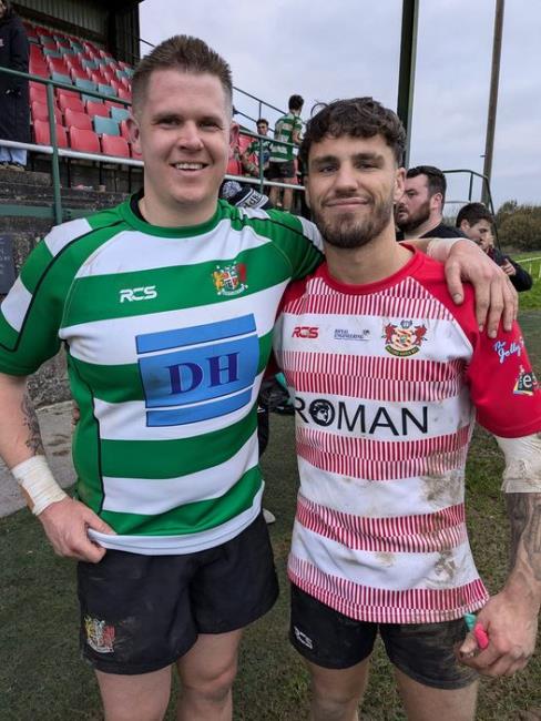 Matthew Driver and Robbie Jones - used to play together - now opposing for Whitland and Milford